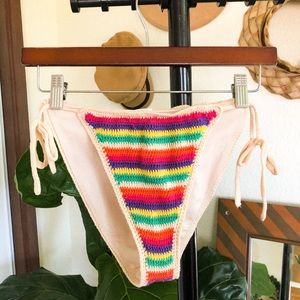 Rainbow Crochet Bandeau Bikini Bottom